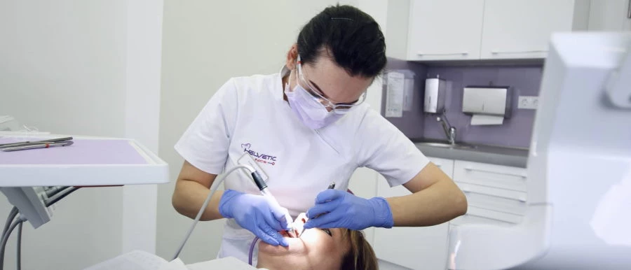 During tartar removal